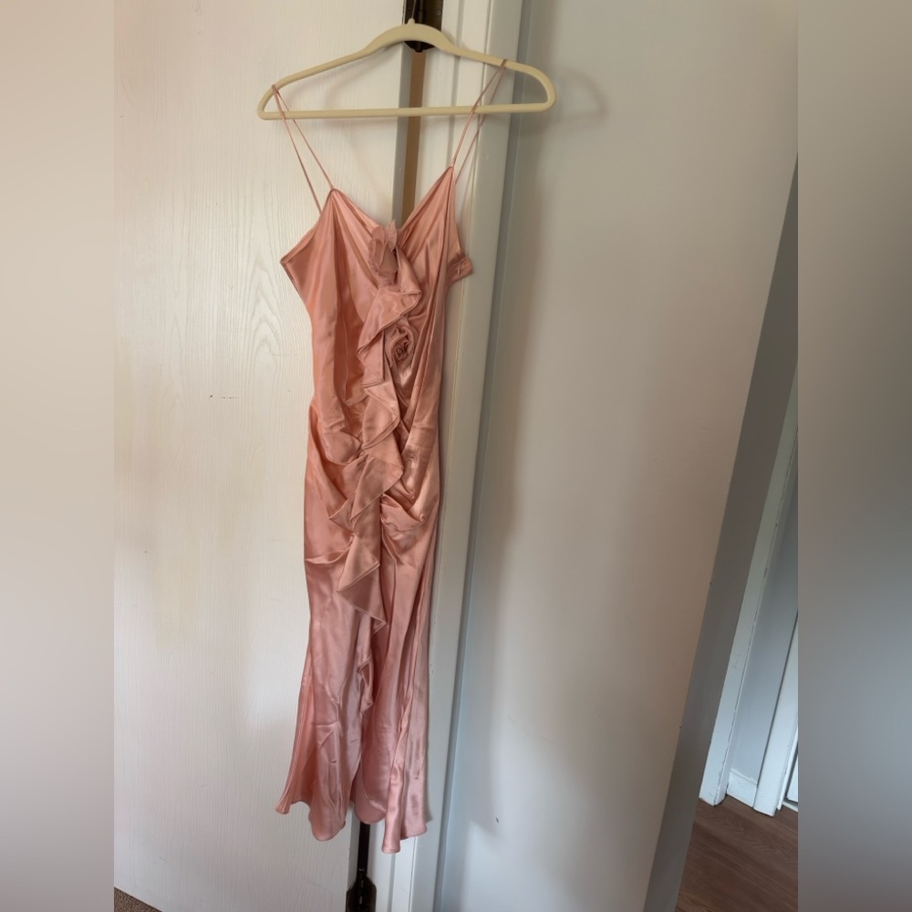 RODARTE Flower Ruched Silk-Satin Dress - Picture 5 of 9